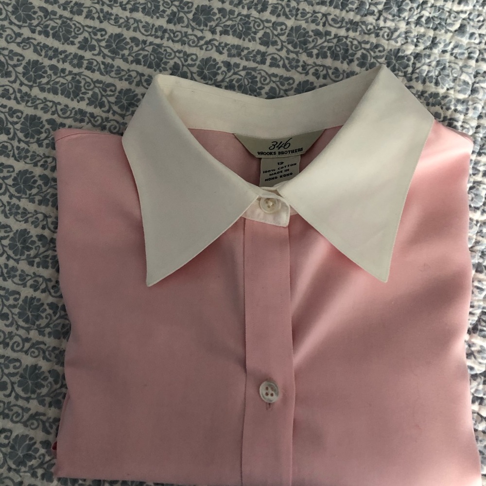Pink and white dress shirt with french cuffs